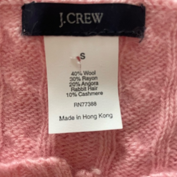 J. Crew Pink Wool Cashmere Angora Blend Cable Knit Cardigan - Picture 4 of 4